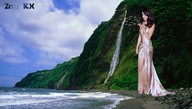 giantess collage beach ocean brunette goddess waterfall dress mountains sky selena_gomez seashore elegant_dress zitukx geese