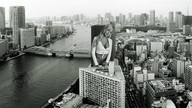 giantess collage city blonde bridge cleavage buildings belly skyscraper river looking_at_viewer rooftop_view zed782