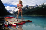 giantess collage small_man blonde swimsuit handheld cleavage water mountains lake dock accasbel canoe hayden