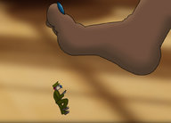 drawing barefoot shrunken_men pedicure raised_foot imminent_crush merciless_mercedes