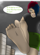 drawing giantess feet clothed barefoot buildings soles glasses low_angle story foot_crush looking_down foot_pov point_of_view looking_at_viewer imminent_crush highlights mercilessmercedes wanda