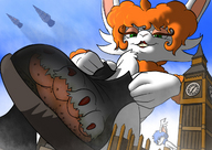 drawing crush furry color low_angle in_shoe sky clock_tower stuck_to_foot street_view