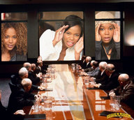 giantess collage window men table giantesses dark_skin looking_in lowerrider looking_at_tiny board_room conference_room