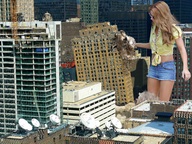 giantess collage city blonde destruction buildings wonderslug skyscraper sunglasses between_buildings rooftop rooftop_view