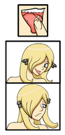 drawing pokemon vore blonde tongue mouth teeth shrunken_men panels jj-psychotic no_background cynthia_(pokemon)