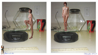 breasts collage nude barefoot brunette scale shrunken_woman weight counter ruler looking_at_viewer lastcall41 mug