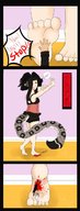 drawing crush tail barefoot soles blood gore cruel under_foot shrunken_character stuck_to_foot