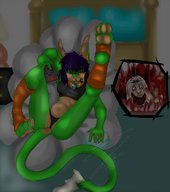 drawing vore furry tail mouth teeth blood paws gore belly shrinking_device shrunken_character