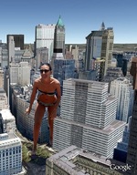 giantess collage city swimsuit unknown_artist skyscraper sunglasses between_buildings