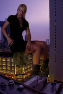 giantess collage city blonde destruction high_heels wonderslug boots sitting legs looking_down night lights jenni_czech sitting_on_building