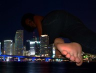 collage feet city mega clothed toes barefoot soles brunette crawling skyscraper night looking_at_viewer waterfront city_lights