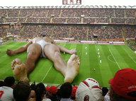 collage feet giant toes barefoot soles lying_down belly thighs cock_bulge crowds spectators soccer_field giulio_10