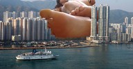 giantess collage feet city mega destruction barefoot buildings soles lying_down cruise_ship skyscraper mountains ships waterfront