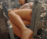 giantess collage city destruction buildings lying_down legs skyscrapers