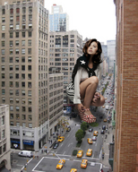 giantess collage feet city traffic brunette kneeling sandals streets vehicles platforms between_buildings accasbel aly_michalka park_avenue