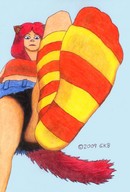 drawing color soles low_angle socks red_hair foot_crush looking_down foot_pov point_of_view looking_at_viewer imminent_crush gts_fleena gregbarrett9