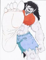 cleavage soles low_angle muscles looking_down point_of_view looking_at_viewer raised_foot imminent_crush footfiend tigertigeruppercut