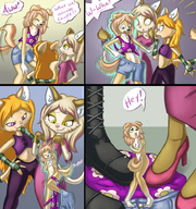 drawing furry tail color high_heels shrinking boots shrunken_woman looking_up muhny