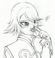 drawing giantess blushing monochrome clothed shrunken_men tales_of_symphonia shrunken_man jora-bora raine