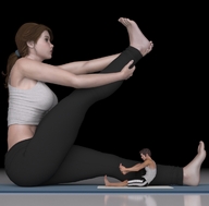 size_difference exercise barefoot shrunken_men sitting amazon floor stretching boomgts mat digital_render