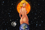drawing giantess earth blonde color butt swimsuit thong clover totally_spies looking_at_viewer cosmic_giantess