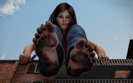 barefoot buildings soles brunette low_angle sitting looking_down dirty_soles sky point_of_view looking_at_viewer ffsf01 digital_render