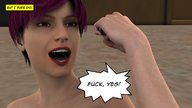 crush barefoot purple_hair shrunken_woman set dialogue thevestige digital_render