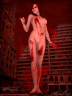 breasts giantess crush nude pussy destruction handheld barefoot blood domination low_angle red_hair gore foot_crush cruel hand_crush pedicure sorenzer0 digital_render blood_goddess
