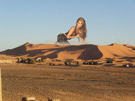 giantess collage buildings desert brunette wonderslug crawling sand looking_at_viewer melissa_giraldo