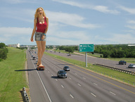 giantess collage feet blonde cleavage wonderslug legs highway vehicles sky jordan_carver skate_boarding