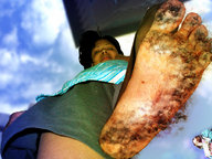 crush collage clothed toes barefoot soles low_angle looking_down dark_skin dirty_soles sky point_of_view looking_at_viewer stuck_to_foot imminent_crush stains anti_gi giantess_kim