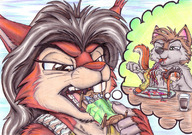 drawing giantess vore furry sleeping color bed blood gore cerberus dreaming imminent_vore