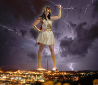 giantess collage black_hair destruction wonderslug fire airplane storm looking_down clouds night lightning factory suburbs heroine city_lights kerstin she_ra