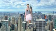 breasts giantess collage city mega clothed skirt skyscraper clouds sky looking_at_viewer new_york_city empire_state_building rooftop_view