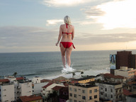giantess collage blonde swimsuit ocean buildings wonderslug houses sky wading behind_view frankie_essex