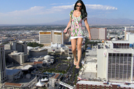 giantess crush city black_hair barefoot traffic sandals legs walking sunglasses streets vehicles