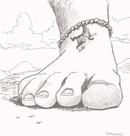 monochrome toes barefoot pencil_drawing ankle_bracelet hanging_on shrunken_character theborrowergts