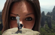 giantess collage small_man brunette brown_eyes face rock cliff accasbel looking_at_tiny