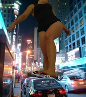 giantess collage city destruction barefoot buildings low_angle legs streets vehicles night vehicle_crush city_lights