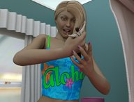 blonde handheld shrunken_men shrunken_man indoors manicure looking_at_tiny digital_render littletoy2013