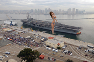 giantess collage feet city mega swimsuit barefoot brunette asian aircraft_carrier crowds