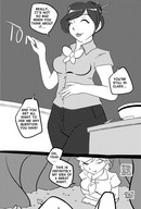 drawing giantess vore comic monochrome digestion story school stomach teacher shrunken_woman inside_view student class mukatkikaarn classroom
