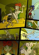 drawing growth nude comic color blue_hair fairy outgrowing_building red_hair school magic fairies classroom desks talia