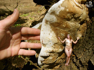 collage shrunken_woman outdoors