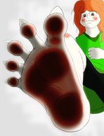 drawing soles red_hair looking_down foot_pov point_of_view imminent_crush stains looking_at_tiny darkbootyq funny_feet