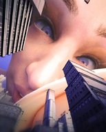 city mega buildings low_angle face tontoblackadder looking_down skyscraper point_of_view looking_at_tiny digital_render