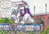 drawing furry comic color giant train joke cerberus