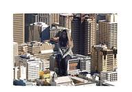 giantess collage city clothed buildings brunette sitting skyscraper looking_at_viewer cape_town pacmanri alla
