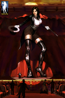 breasts drawing giantess mega black_hair color high_heels gloves fishnets giantessfan magician theater magic_wand top_hat zatanna dc_comics long_boots