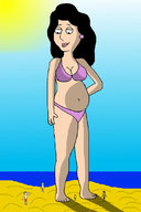 drawing giantess color swimsuit beach barefoot cleavage ocean looking_down family_guy sky pregnant arias87